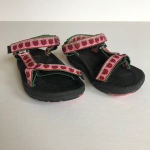Teva Hurricane Pink Sandals with Strawberry Graphics